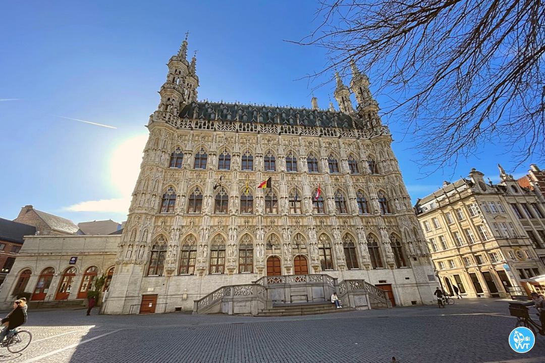 Photo of Leuven's town hall with its amazing statues