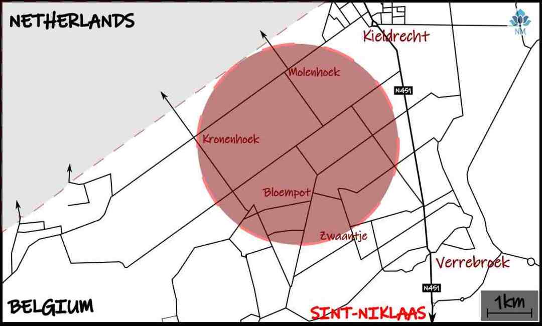 Location of the tulip fields in Belgium